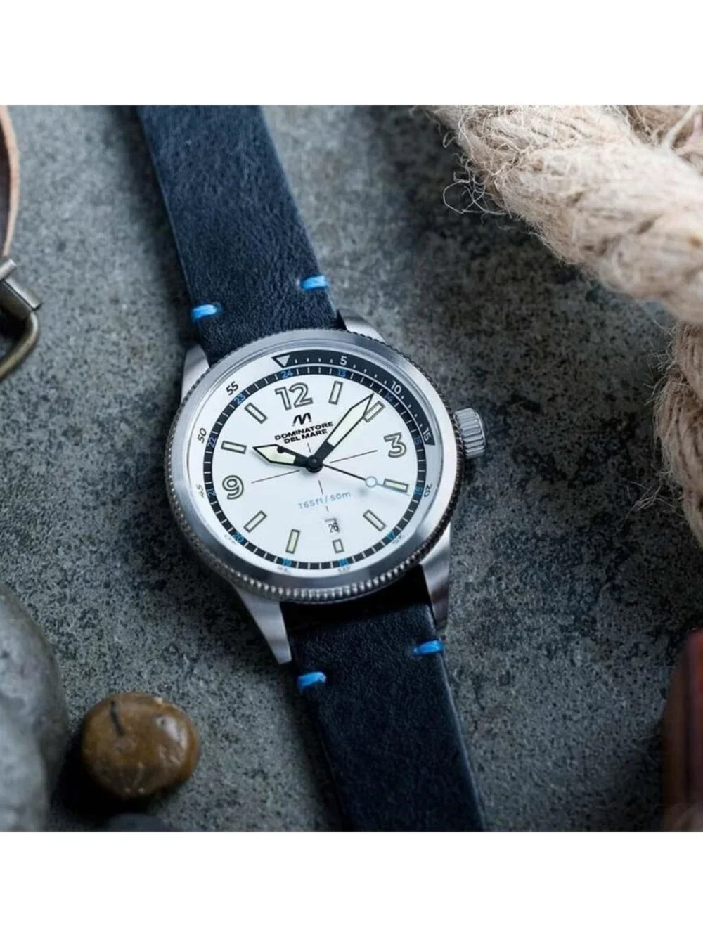 NWT Dominatore Del Mare Aviatore Quartz White Dial Men's Watch